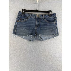 Jolt Juniors Size 7 Blue Denim Frayed Raw Hem Cutoff Jean Shorts 3589